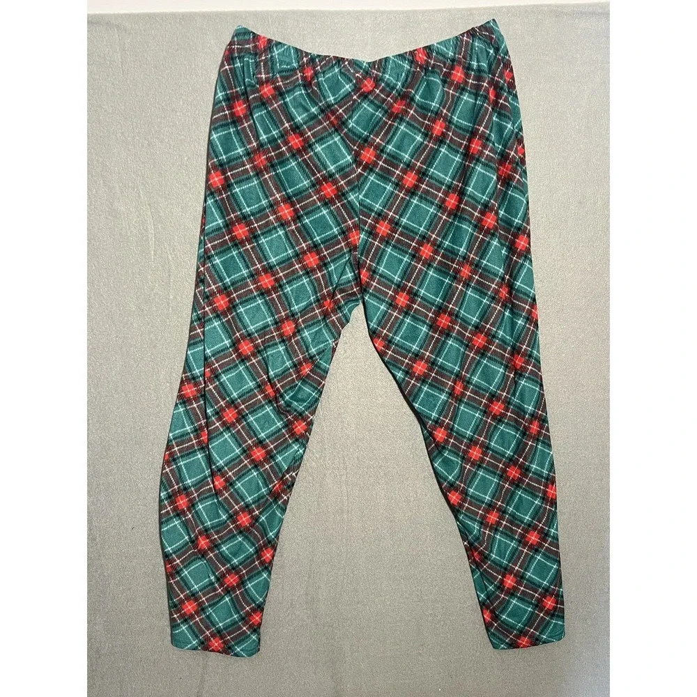 Croft‎ & Barrow Women's XL Plaid Fleece Pajama Lounge Pants Green Red Sleepwear